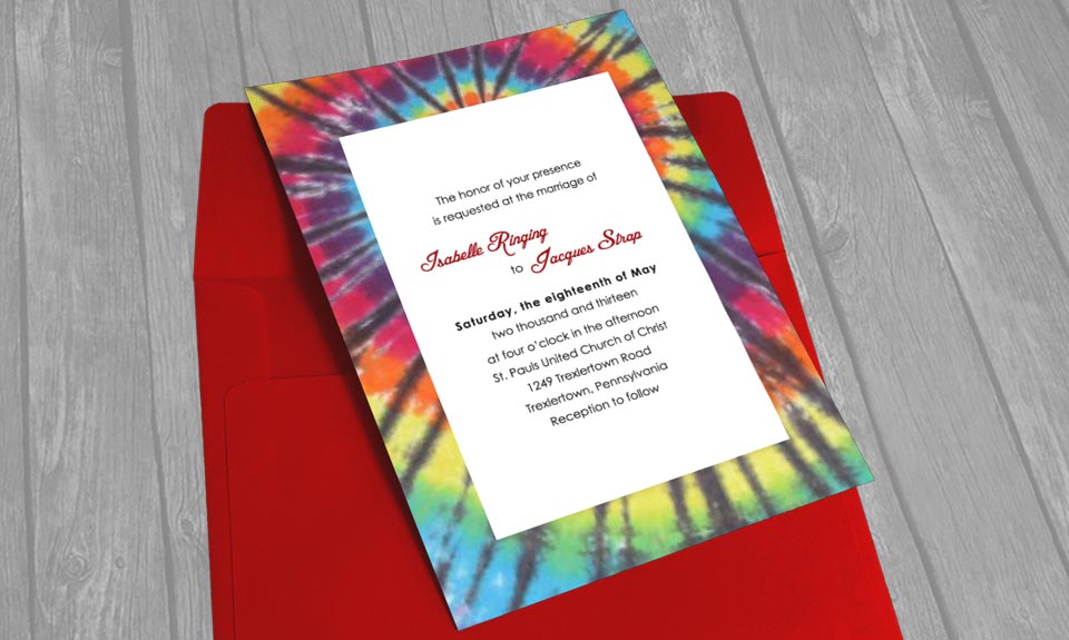 Tie Dye Themed Wedding Invitation